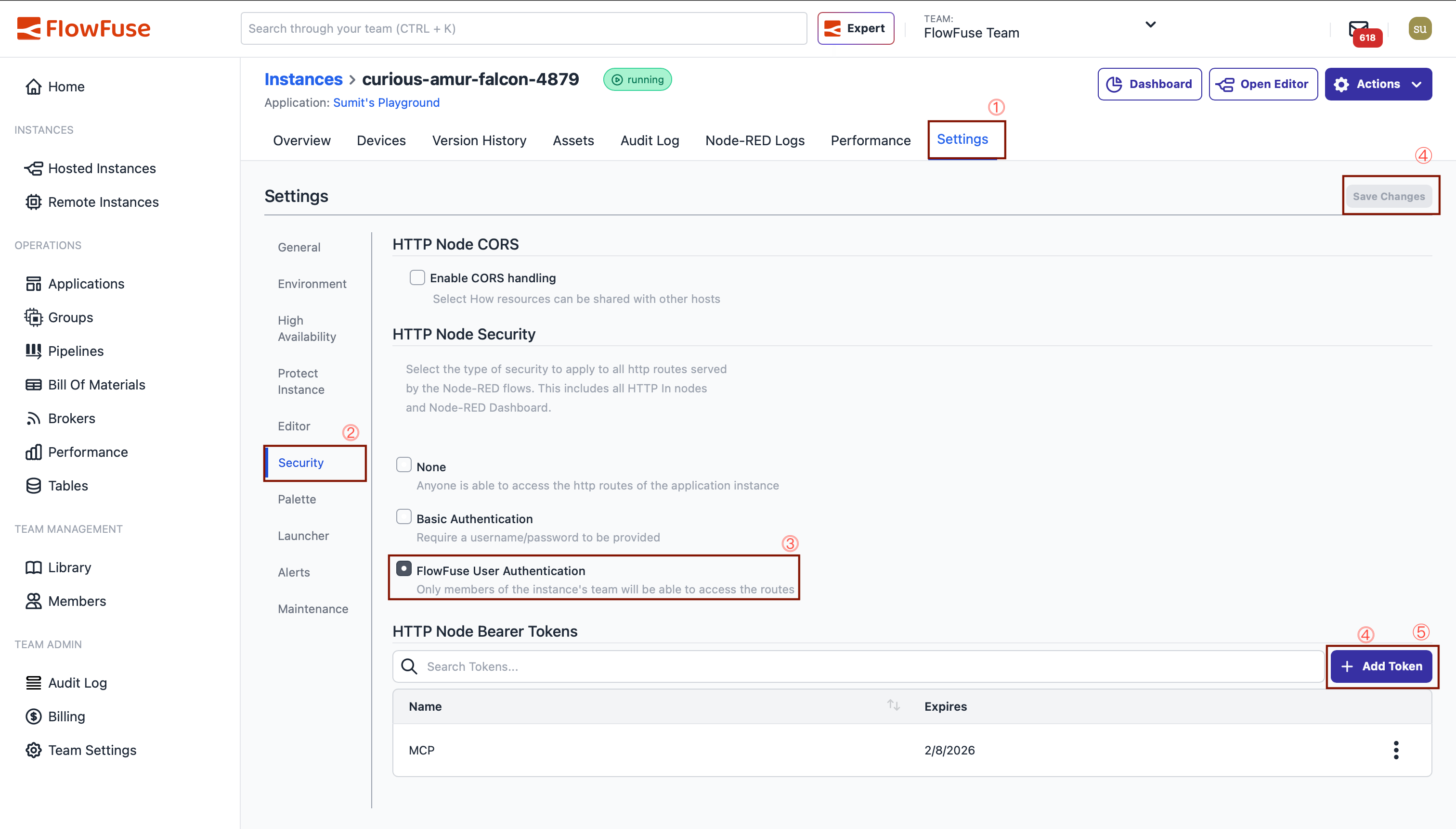 FlowFuse User Authentication settings screenshot