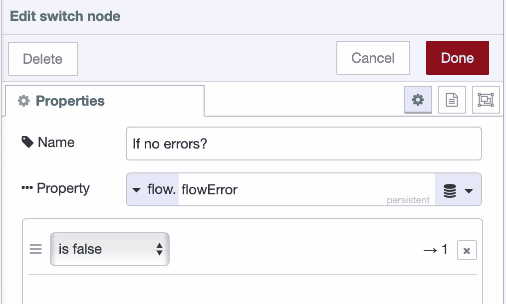 Switch node checking for error-free state before transmission