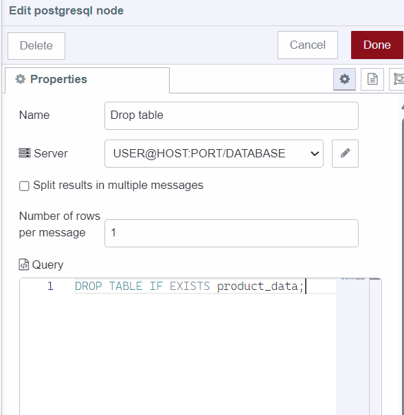 "Droping product_data from the database"